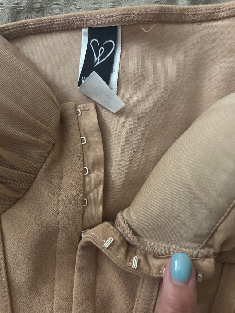 Windsor Nude Beige Off-Shoulder Corset Crop Top - Picture 3 of 6
